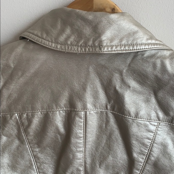 Light Metallic Tan / Gold Leather Jacket - Picture 6 of 7